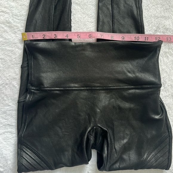 SPANX Faux Leather Metallic Stretch Moto Leggings Activewear Size Small - Picture 10 of 13